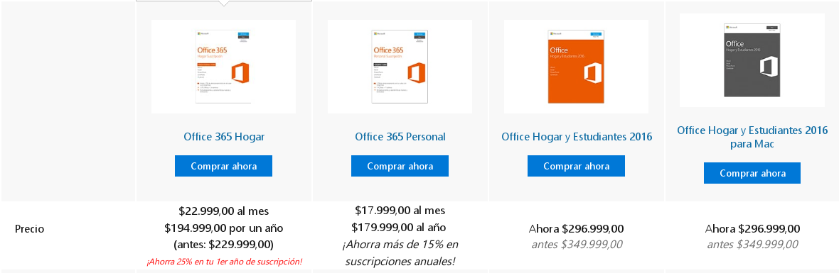 Costo de Office 365